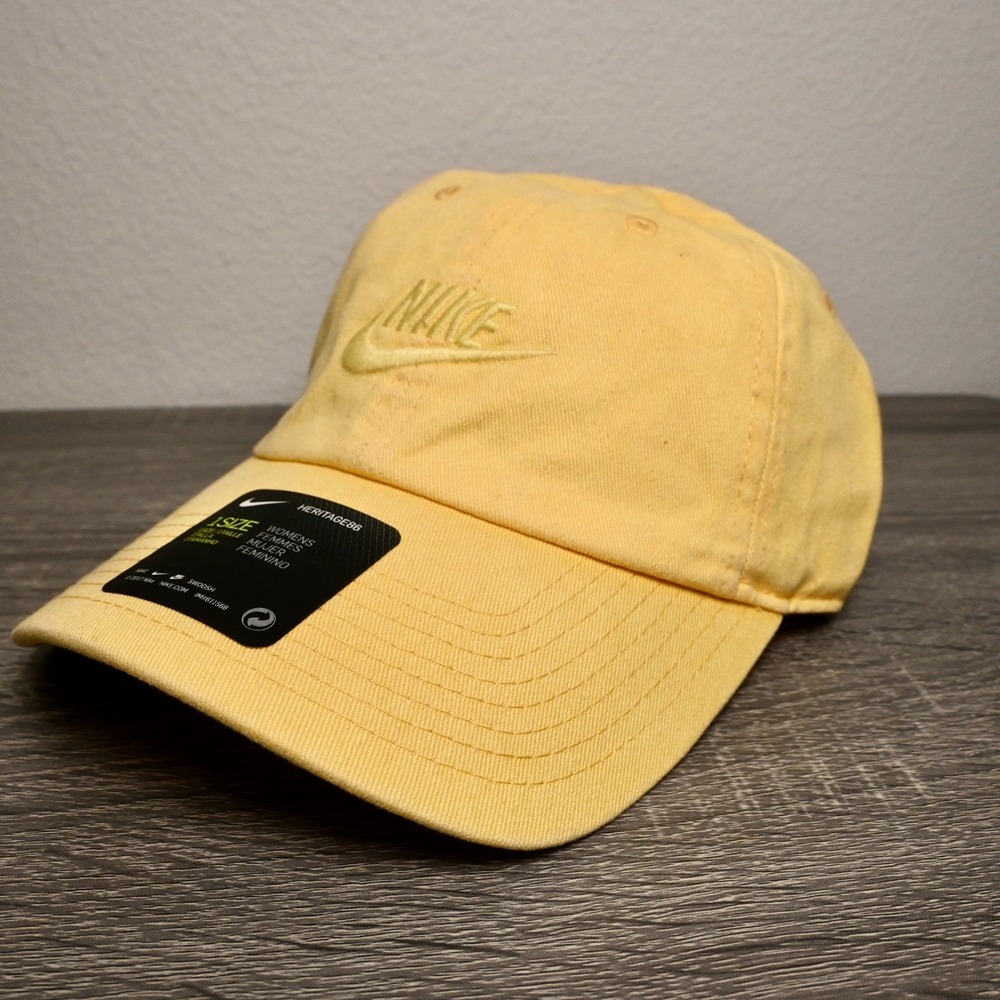 Nike Heritage 86 2017 Yellow Adjustable Dad Hat Cap Womens One Size Cotton NWT